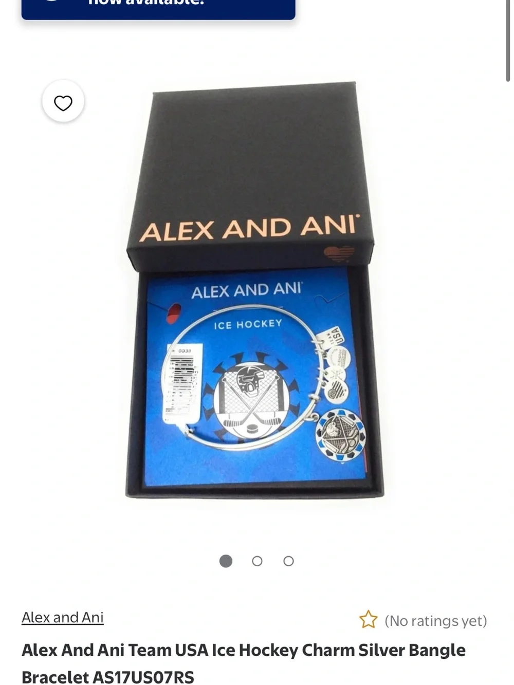 Alex and Ani Silver Team USA Ice Hockey Charm Bangle